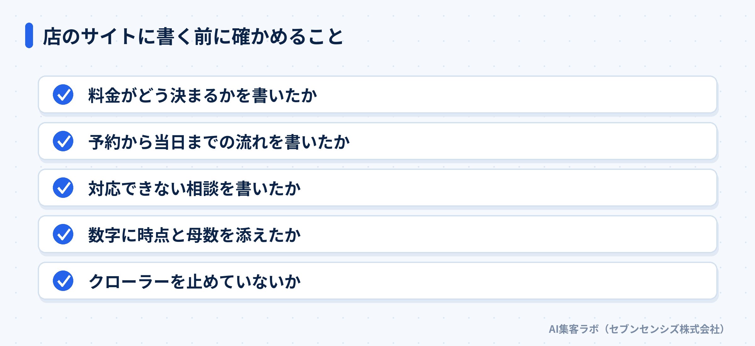 店のサイトに書く前に確かめる5項目のチェックリスト
