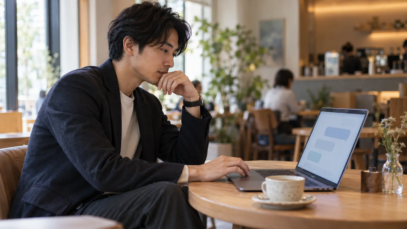 ノートパソコンでAIに質問する人のイメージ