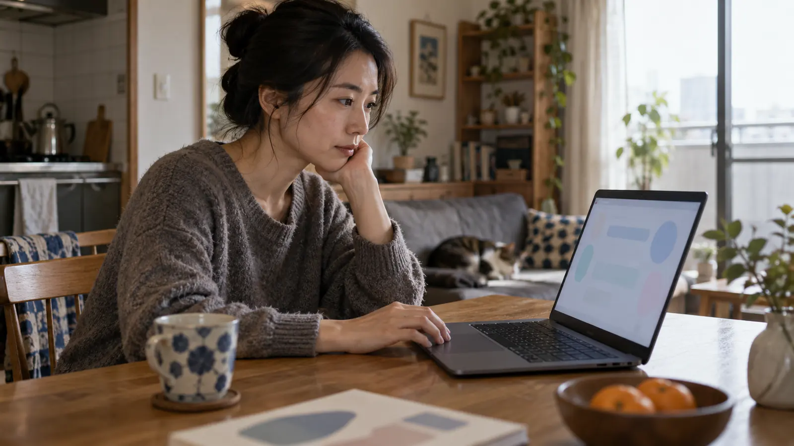 AIの答えを画面で確かめる人のイメージ